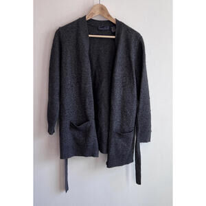 Laura Scott Wool/Acrylic L Knit Long Sleeve Cardigan Sweater Belt Open Front